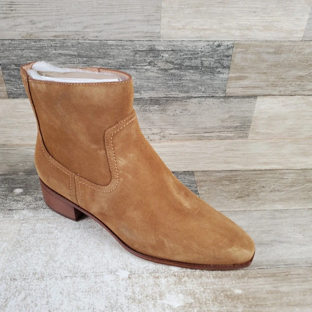 Cole Haan Naia Womens Booties Sz 9 B Brown Suede Side Zip Almond‎ Toe Ankle Boot